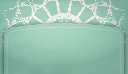 Mint color banner with indian white pattern for logo design