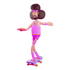 Cool 3D Athlete Cartoon Character playing a skateboard