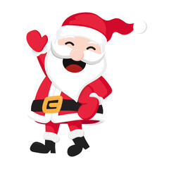 Santa Claus with a raised right hand. Cartoon character