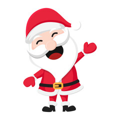 Santa Claus with a raised right hand. Cartoon character