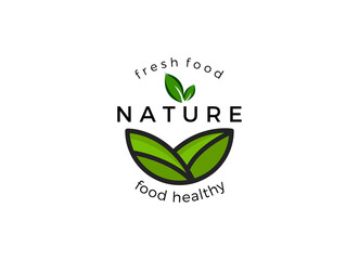 Fresh and healthy food logo. Nature logo designs template. 