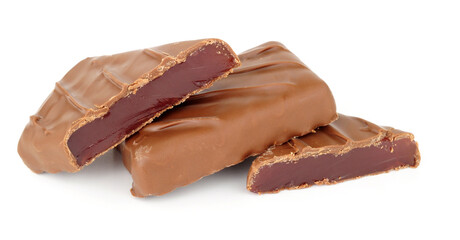 Chocolate covered Turkish delight with rosewater flavour jelly centre confectionery