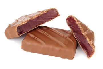Chocolate covered Turkish delight with rosewater flavour jelly centre confectionery