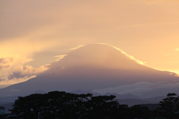 夕陽の富士