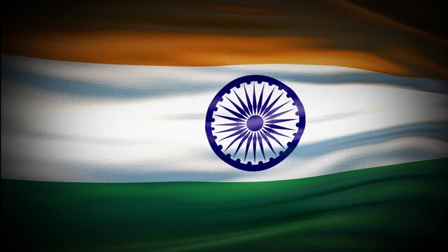 Animation India flag is waving seamless loop. India flag waving in the wind. Realistic 4K national flag of India Closeup.