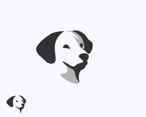 simple abstract elegant head dog front view logo template illustration