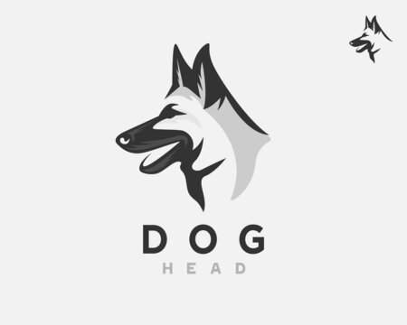 simple abstract elegant head dog side view logo template illustration