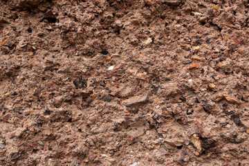 The texture of rough stony clay.