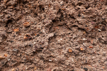 The texture of rough stony clay.