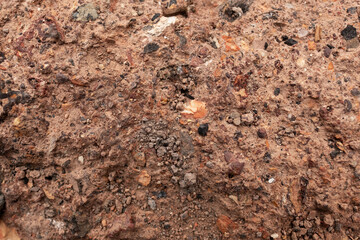 The texture of rough stony clay.