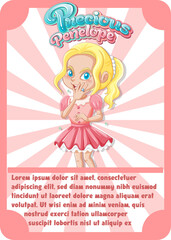 Character game card template with word Precious Penelope