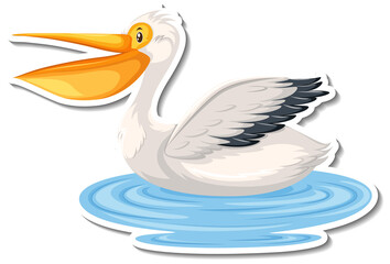Pelican bird cartoon sticker