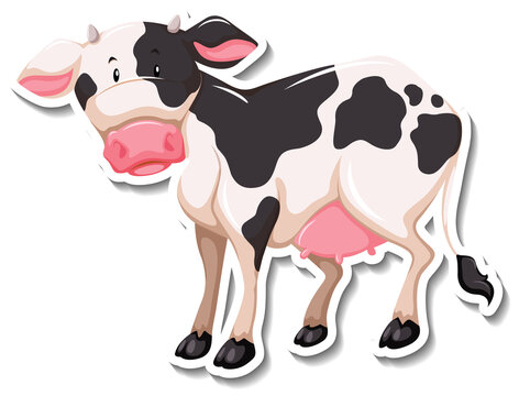 Cow farm animal cartoon sticker