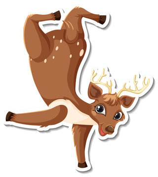 Deer dancing cartoon character sticker