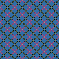 Vertical and horizontal lines, small and large polka dots, alternate colors, bright, dimensional, deep, bright.