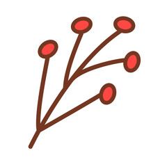A branch with berries is a cartoon flat style. Vector illustration.