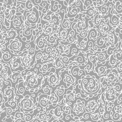Zendoodle white gray seamless pattern background for fabric, textil, apparel, postcard, web design. Vector illustration.