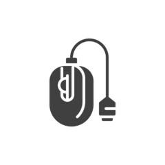 Mouse with cable vector icon