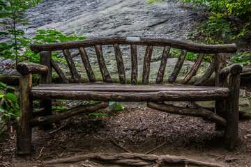 New York City Central Park bench in HDR