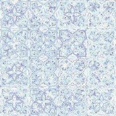 A pattern consisting of randomly colored snowflakes. Checkered structure. Seamless pattern.