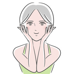 女性　美容　スキンケア　きれい　ショートヘア　イラスト素材