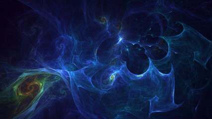 3D rendering abstract multicolor fractal light background