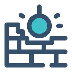 demolition wrecking wall for construction icon lineal