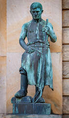 AACHEN, GERMANY. OCTOBER 04, 2020. Statues next to the entrance to the Ferrous Metallurgy Museum.