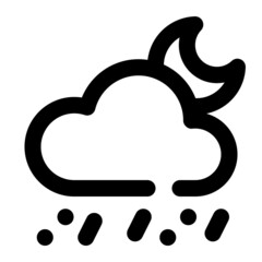 rain snow night for weather icon lineal
