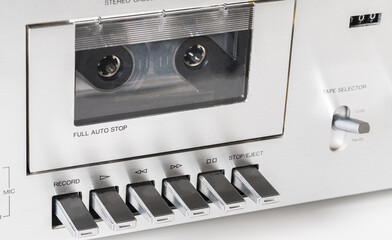 audio tape recorder closeup