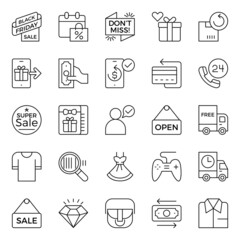 Outline icons for black friday.