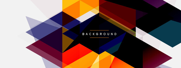 Color triangles composition, geometric abstract background. Techno or business concept, pattern for wallpaper, banner, background, landing page