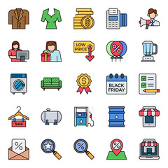 Filled outline icons for black friday.
