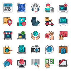 Filled outline icons for black friday.