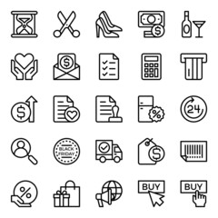 Fototapeta premium Outline icons for black friday.