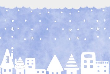北欧風 雪の日の街並み イラスト素材