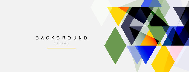 Color triangles composition, geometric abstract background. Techno or business concept, pattern for wallpaper, banner, background, landing page
