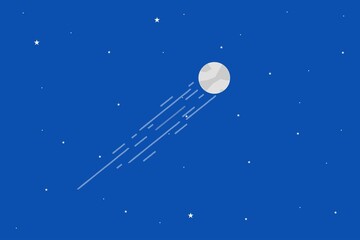Plakat Moon and sky with star vector illustration.  Blue space background design.  