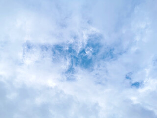Fluffy clouds with blue sky background.