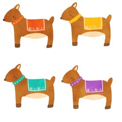 トナカイ イラスト素材 セット ツノなし