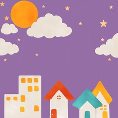 夜の街並み イラスト素材 背景