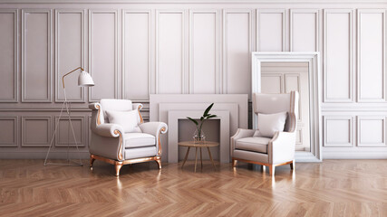 Room interior with Wall Background. 3D rendering ,3D illustration	