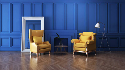 Room interior with Wall Background. 3D rendering ,3D illustration	
