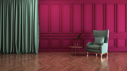 Room interior with Wall Background. 3D rendering ,3D illustration	