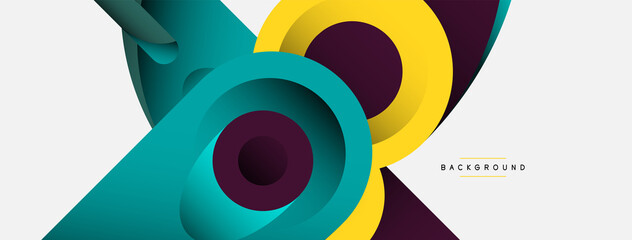 Abstract background. Minimal geometric circles and round style shapes with deep shadow effects. Trendy technology business template for wallpaper banner or background