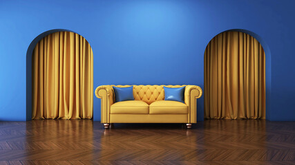 Room interior with Wall Background. 3D rendering ,3D illustration	