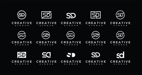 Set of creative SD or DS monogram letter logo design templates. Logos can be used to build a company.