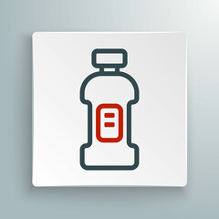 Line Plastic bottle for laundry detergent, bleach, dishwashing liquid or another cleaning agent icon isolated on white background. Colorful outline concept. Vector