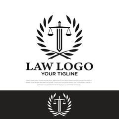 Creative premium sword scale law firm trend logo design