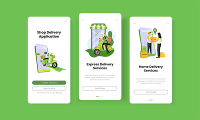 Online shopping with delivery service illustration on onboard screen concept